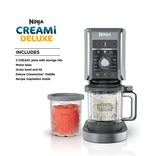 Ninja NC299AMZ CREAMi Ice Cream Maker, for Gelato, Mix-ins, Milkshakes, Sorbet, Smoothie Bowls & More, 7 One-Touch Programs, with (1) Pint Container & Lid, Compact Size, Perfect for Kids, Matte Black