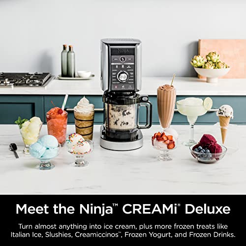 Ninja NC299AMZ CREAMi Ice Cream Maker, for Gelato, Mix-ins, Milkshakes, Sorbet, Smoothie Bowls & More, 7 One-Touch Programs, with (1) Pint Container & Lid, Compact Size, Perfect for Kids, Matte Black