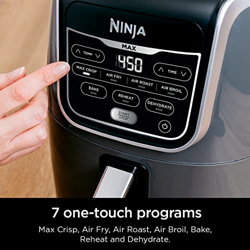 Ninja AF150AMZ Air Fryer XL, 5.5 Qt. Capacity that can Air Fry, Air Roast, Bake, Reheat & Dehydrate, with Dishwasher Safe, Nonstick Basket & Crisper Plate and a Chef-Inspired Recipe Guide, Grey