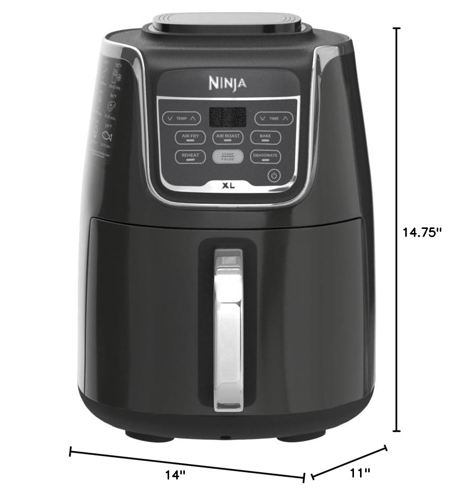 Ninja AF150AMZ Air Fryer XL, 5.5 Qt. Capacity that can Air Fry, Air Roast, Bake, Reheat & Dehydrate, with Dishwasher Safe, Nonstick Basket & Crisper Plate and a Chef-Inspired Recipe Guide, Grey